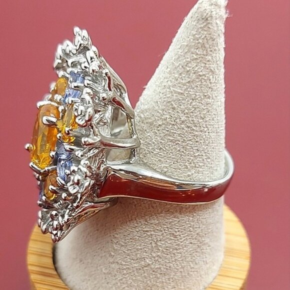 Natural Citrine 10x8mm, Tanzanite 925 Sterling Silver Ring Size 8 - Picture 7 of 11